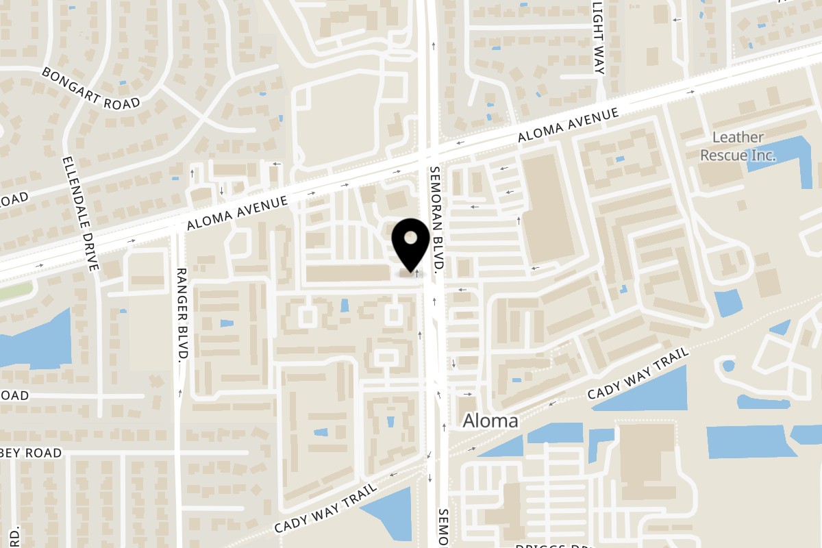 Map showing the location of Gallos Pollo and Grill Winter Park on 490 N Semoran Blvd in Winter Park